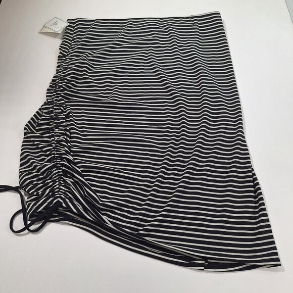 🖤 Susina XL Black & White Stripe Adjustable Drawstring Side-Ruched Skirt NWT - Picture 1 of 10